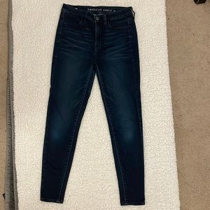 Dark Blue, high rise, super stretch American Eagle jeans
